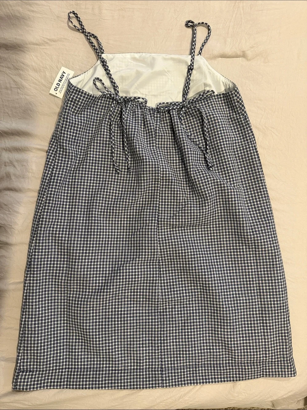 Old Navy Blue Gingham Spaghetti-Strap Mini Dress - Picture 3 of 3